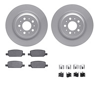 4512-26000 Geospec Brake Rotors w/5000 Advanced Brake Pads Kit & Hardware, Fits Select Tesla, Position: Rear