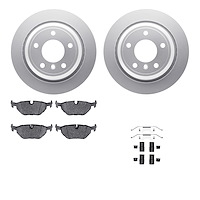 4512-31166 Geospec Brake Rotors w/5000 Advanced Brake Pads Kit & Hardware, 1996-2003 BMW, Position: Rear
