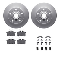 4512-73082 Geospec Brake Rotors w/5000 Advanced Brake Pads Kit & Hardware, 2000-2008 Audi/Volkswagen, Position: Rear