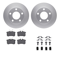 4512-74086 Geospec Brake Rotors w/5000 Advanced Brake Pads Kit & Hardware, 2002-2004 Audi/Volkswagen, Position: Rear