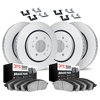 4514-48029 Geospec Brake Rotors w/5000 Advanced Brake Pads Kit & Hardware, 2007-2017 GM, Position: Front and Rear