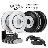 4514-67058 Geospec Brake Rotors w/5000 Advanced Brake Pads/Drums/Shoes & Hardware Kit, 1985-1997 Infiniti/Nissan, Position: Fron