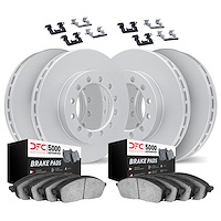 4514-72035 Geospec Brake Rotors w/5000 Advanced Brake Pads Kit & Hardware, 2010-2011 Freightliner, Position: Front and Rear