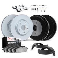 4514-76091 Geospec Brake Rotors w/5000 Advanced Brake Pads/Drums/Shoes & Hardware Kit, 2005-2006 Lexus/Toyota/Scion, Position: F