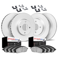 4614-12803 Geospec Brake Rotors w/5000 Euro Ceramic Brake Pads & Hardware, Fits Select Multiple Makes/Models, Position: Front an