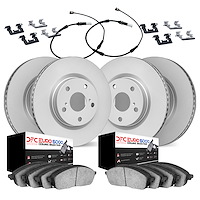 4624-10092 Geospec Brake Rotors w/5000 Euro Ceramic Brake Pads/Sensor & Hardware Kit, 1998-2002 BMW, Position: Front and Rear