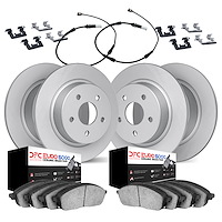 4624-10166 Geospec Brake Rotors w/5000 Euro Ceramic Brake Pads/Sensor & Hardware Kit, 1996-1998 BMW, Position: Front and Rear