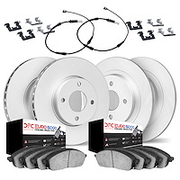 4624-11735 Geospec Brake Rotors w/5000 Euro Ceramic Brake Pads/Sensor & Hardware Kit, 2013-2013 Mini, Position: Front and Rear