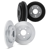 5004-47087 Slotted Brake Rotors & Drums Kit [Silver], 1996-1998 GM, Position: Front and Rear