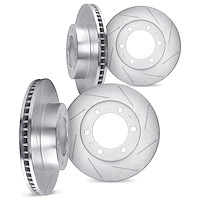 5004-54153 Slotted Brake Rotors [Silver], 2010-2011 Ford/Lincoln/Mercury/Mazda, Position: Front and Rear