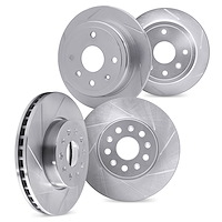 5004-63005 Slotted Brake Rotors [Silver], 1984-1995 Mercedes-Benz, Position: Front and Rear