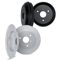 5004-63086 Slotted Brake Rotors & Drums Kit [Silver], 2005-2016 Smart, Position: Front and Rear