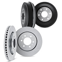 5004-92035 Slotted Brake Rotors & Drums Kit [Silver], 2008-2017 Mitsubishi, Position: Front and Rear