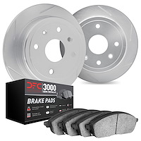 5102-47007 Slotted Brake Rotors with 3000-Series Semi-Metallic Brake Pads [Silver], 1983-1995 Suzuki, Position: Front
