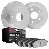 5102-73009 Slotted Brake Rotors with 3000-Series Semi-Metallic Brake Pads [Silver], 2016-2020 Audi/Volkswagen, Position: Rear
