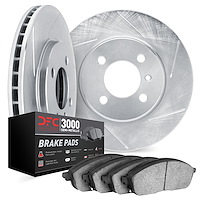 5102-92005 Slotted Brake Rotors with 3000-Series Semi-Metallic Brake Pads [Silver], 2013-2016 Ford/Lincoln/Mercury/Mazda, Positi