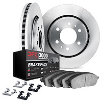 5112-92007 Slotted Brake Rotors with 3000-Series Semi-Metallic Brake Pads Kit & Hardware [Silver], 2008-2017 Mitsubishi, Positio