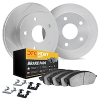 5212-51001 Slotted Brake Rotors w/Heavy-Duty Brake Pads Kits & Hardware [Silver], 1991-1996 GM, Position: Front