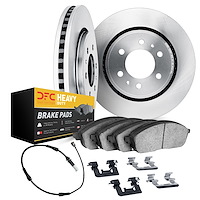 5222-40011 Slotted Brake Rotors w/Heavy-Duty Brake Pads Kits [Silver] includes Sensor & Hardware, 2007-2021 Multiple Makes/Model