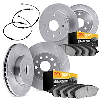 5234-40002 Slotted Brake Rotors w/Heavy-Duty Brake Pads Kits [Silver] includes Sensor, 2002-2006 Multiple Makes/Models, Position
