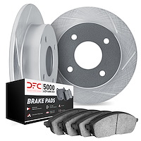5502-07002 Slotted Brake Rotors w/5000 Advanced Brake Pads Kit [Silver], 1968-1992 Multiple Makes/Models, Position: Front