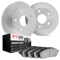 5502-67005 Slotted Brake Rotors w/5000 Advanced Brake Pads Kit [Silver], Fits Select Infiniti/Nissan, Position: Rear