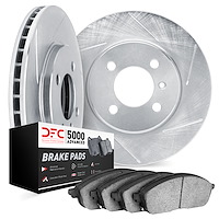 5502-92005 Slotted Brake Rotors w/5000 Advanced Brake Pads Kit [Silver], 2013-2016 Ford/Lincoln/Mercury/Mazda, Position: Front