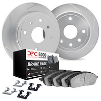 5512-03090 Slotted Brake Rotors w/5000 Advanced Brake Pads Kit & Hardware [Silver], 2010-2019 Kia/Hyundai/Genesis, Position: Rea