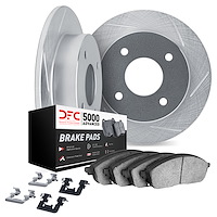 5512-40022 Slotted Brake Rotors w/5000 Advanced Brake Pads Kit & Hardware [Silver], 1978-1982 Mopar, Position: Front