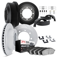 5514-47035 Slotted Brake Rotors w/5000 Advanced Brake Pads/Drums/Shoes & Hardware Kit [Silver], 1985-2005 Multiple Makes/Models,