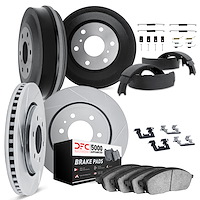5514-76004 Slotted Brake Rotors w/5000 Advanced Brake Pads/Drums/Shoes & Hardware Kit [Silver], 1976-1980 Lexus/Toyota/Scion, Po