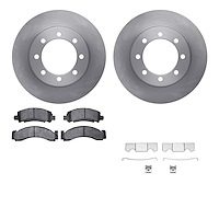 6212-48144 Brake Rotors w/Heavy-Duty Brake Pads Kit & Hardware, 1976-1996 GM, Position: Front