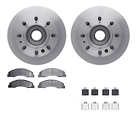 6212-99663 Brake Rotors w/Heavy-Duty Brake Pads Kit & Hardware, Fits Select Ford/Lincoln/Mercury/Mazda, Position: Front