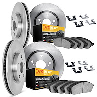 6214-42007 Brake Rotors w/Heavy-Duty Brake Pads Kit & Hardware, 2008-2012 Mopar, Position: Front and Rear