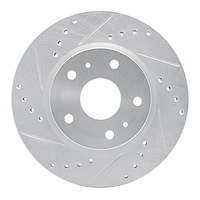 631-01004L Drilled/Slotted Brake Rotor [Silver], 2007-2019 Suzuki, Position: Front Left