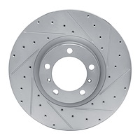 631-02085D Drilled/Slotted Brake Rotor [Silver], Fits Select Multiple Makes/Models, Position: Right Front