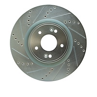 631-03032L Drilled/Slotted Brake Rotor [Silver], 2010-2016 Kia/Hyundai/Genesis, Position: Front Left