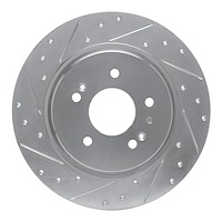 631-03060L Drilled/Slotted Brake Rotor [Silver], Fits Select Kia/Hyundai/Genesis, Position: Rear Left