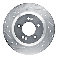 631-03065L Drilled/Slotted Brake Rotor [Silver], Fits Select Kia/Hyundai/Genesis, Position: Rear Left