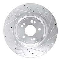 631-10008R Drilled/Slotted Brake Rotor [Silver], Fits Select Kia/Hyundai/Genesis, Position: Front Right