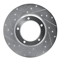 631-11000L Drilled/Slotted Brake Rotor [Silver], 1974-1999 Land Rover, Position: Front Left