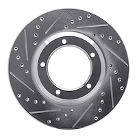 631-11001L Drilled/Slotted Brake Rotor [Silver], 1990-2016 Land Rover, Position: Front Left