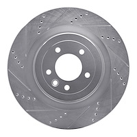 631-11023L Drilled/Slotted Brake Rotor [Silver], Fits Select Land Rover, Position: Rear Left