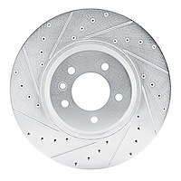 631-11038L Drilled/Slotted Brake Rotor [Silver], Fits Select Land Rover, Position: Front Left