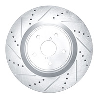631-13041L Drilled/Slotted Brake Rotor [Silver], 2018-2021 Subaru, Position: Front Left