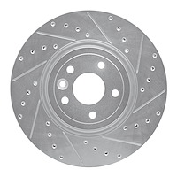 631-20031R Drilled/Slotted Brake Rotor [Silver], 2017-2020 Jaguar, Position: Front Right
