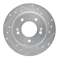 631-21034R Drilled/Slotted Brake Rotor [Silver], Fits Select Kia/Hyundai/Genesis, Position: Rear Right