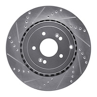 631-21039L Drilled/Slotted Brake Rotor [Silver], Fits Select Kia/Hyundai/Genesis, Position: Rear Left