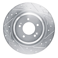 631-21049R Drilled/Slotted Brake Rotor [Silver], Fits Select Kia/Hyundai/Genesis, Position: Rear Right