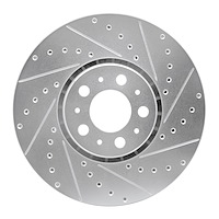 631-27045R Drilled/Slotted Brake Rotor [Silver], 2003-2014 Volvo, Position: Front Right